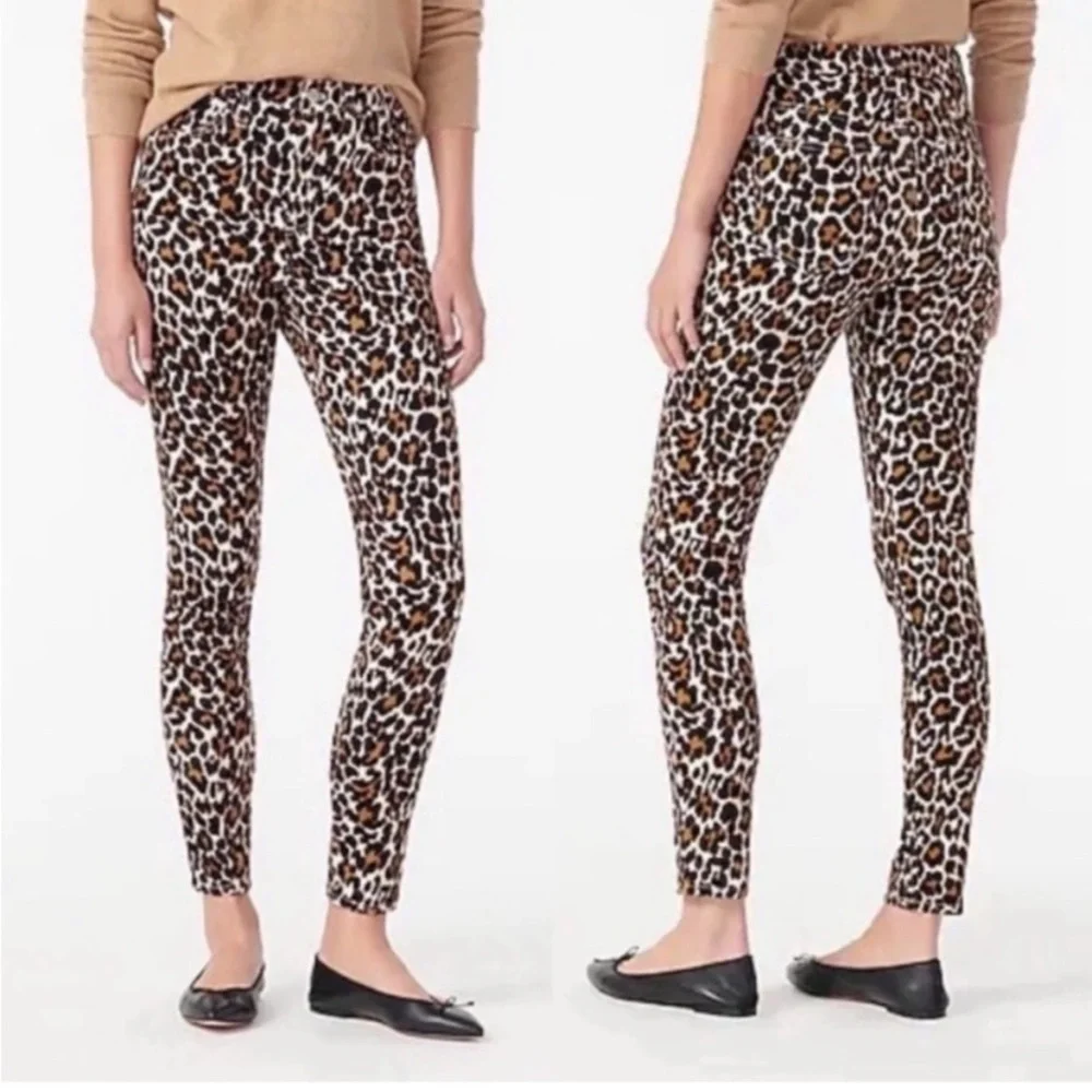 J. Crew 10” Toothpick Leopard Print With Perfecting Pockets size 24